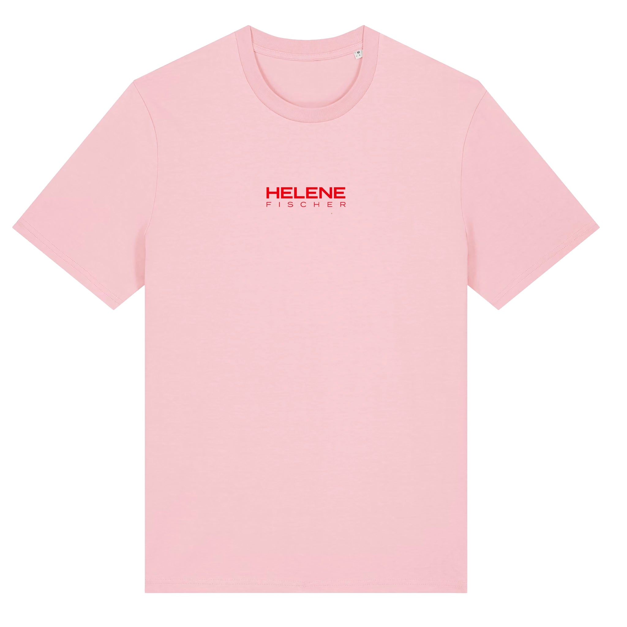 Vorderansicht eines Rosa Helene Fischer T-Shirts  mit zentriertem Helene Fischer Logo-Schriftzug